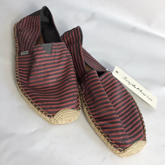 Joy & Mario men espadrilles size 10.5 red gray - Picture 2 of 5